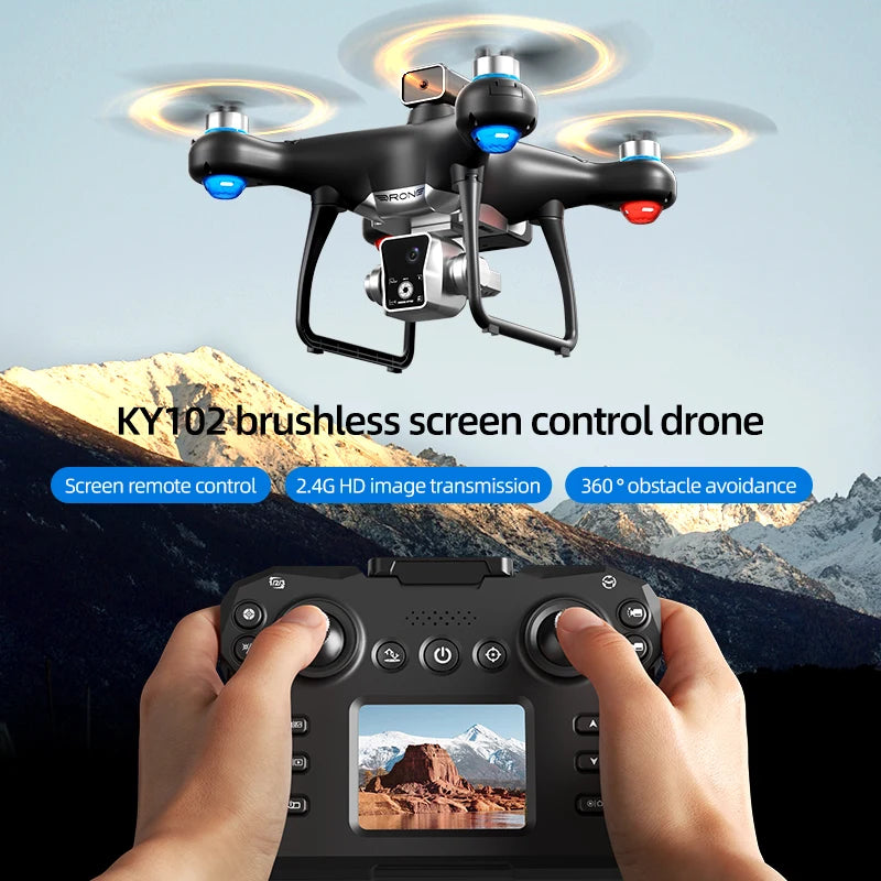 Nouveau Drone KY102 avec écran 8K, double caméra, localisation du flux optique sans balais, évitement Intelligent des obstacles, jouets d'hélicoptère RC
