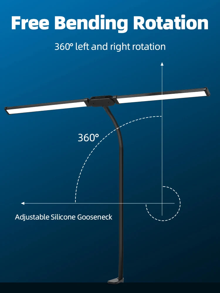 Lampes de bureau LED à double tête, lumière de moniteur d'ordinateur à intensité variable en continu, lampe de table USB pour étude de bureau, luminaire de lecture  lumiere bureau  lampe ecran ordinateur