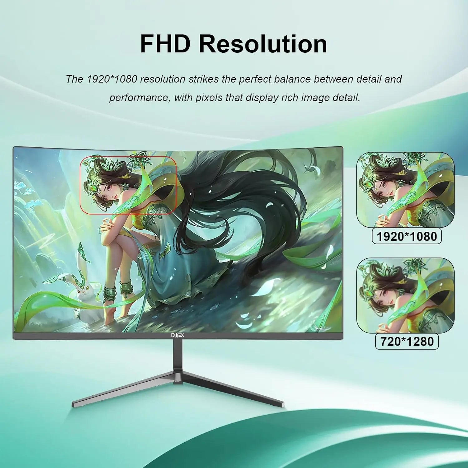 DJIEX – moniteur de jeu FHD incurvé de 24 pouces, résolution 1920x1080p, taux de rafraîchissement 100Hz, rapport d'aspect 16:9, inclinaison ergonomique, moniteur domestique