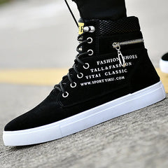 Chaussures de skateboard en cuir pour hommes, baskets montantes, chaussures de sport décontractées, chaussures de rue, chaussures de marche plates