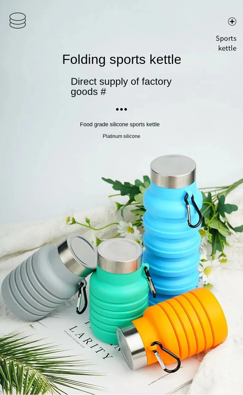 1pc Pliable Bouteille D'eau, Réutilisable Sans BPA Silicone Pliable Bouteilles Portable De Noël Cadeaux, Thanksgiving Cadeaux