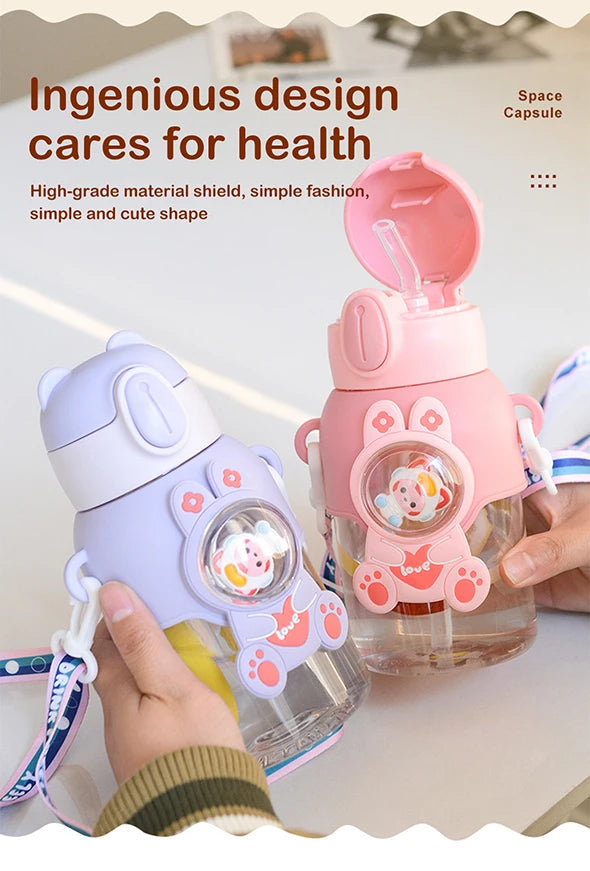 Tasse d'eau d'été Kawaii de 600ML pour enfants, tasse en paille antichute de grande valeur pour garçons et Cirls, bouilloire pour bébé aller à l'école