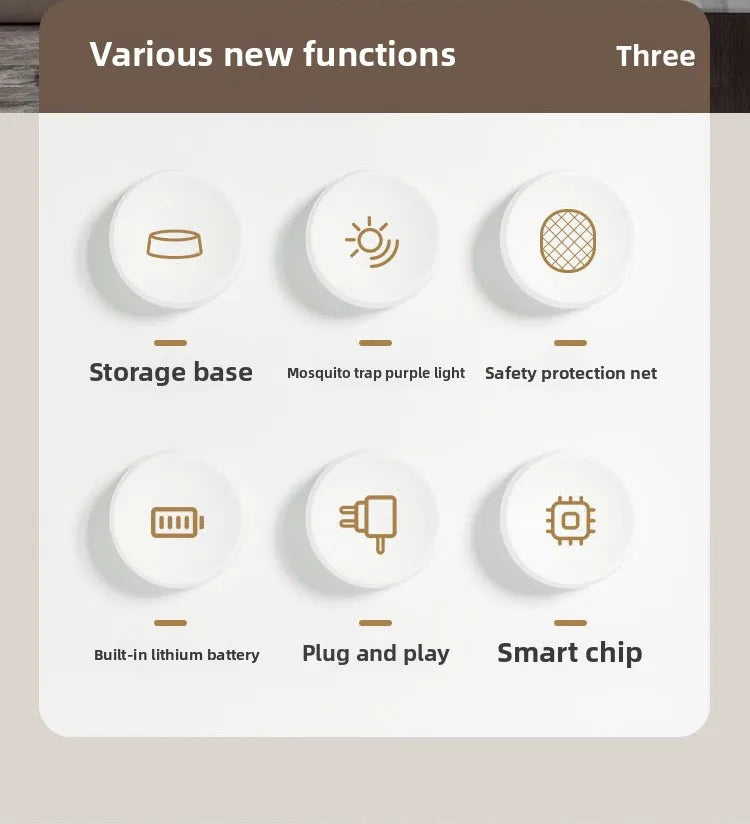 Tapette électrique anti-moustiques et lampe répulsive, Rechargeable par USB + Base, bâtons rechargeables, dispositif anti-insectes intérieur et extérieur 2 en 1