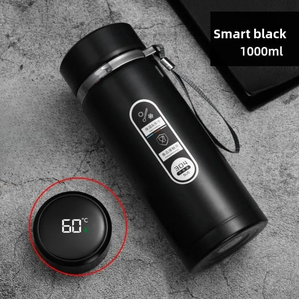 1000ml Metal ThermosCup, Smart Temperature Display, Leak-Proof Stainless Steel Thermos Mug, Suitable for Home/Office/Outdoor Use