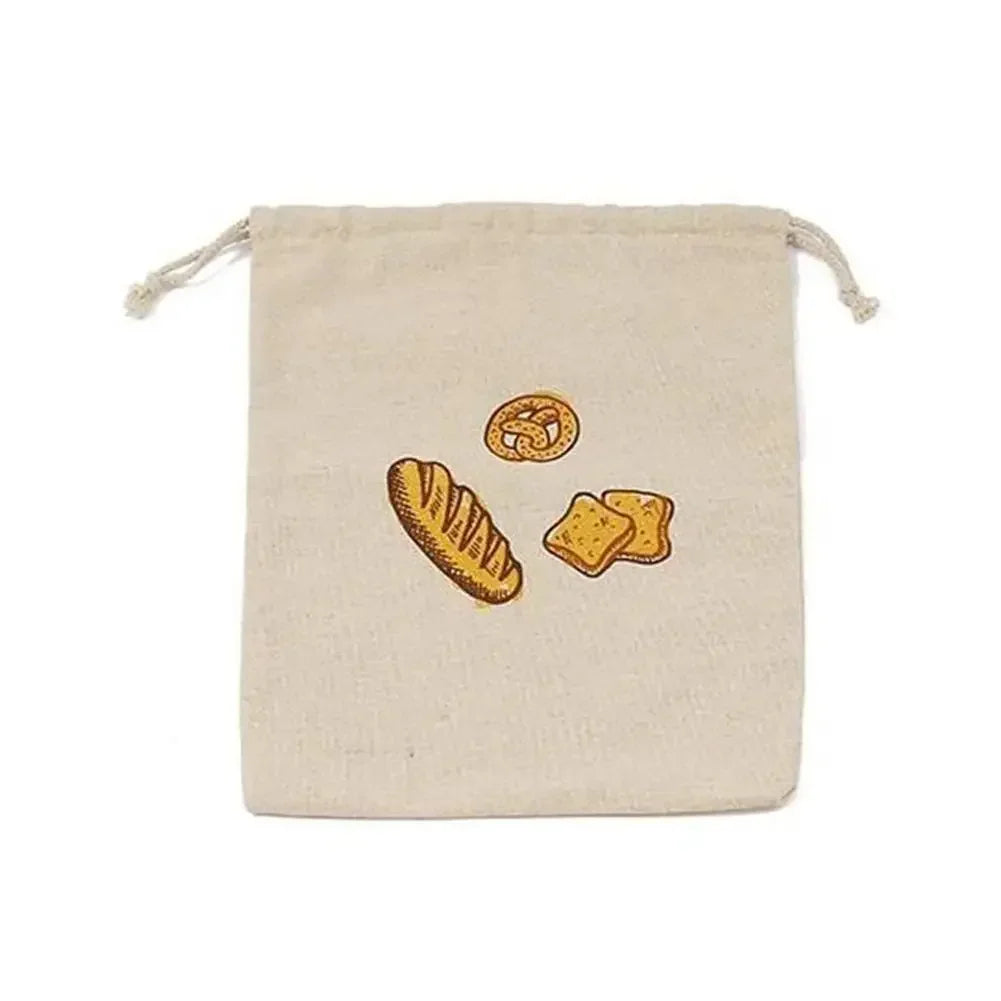 Sacs à pain en lin réutilisables avec cordon de serrage, grand rangement lavable, accessoires alimentaires, sac de rangement du pain, organisateur de cuisine non blanchi à la maison