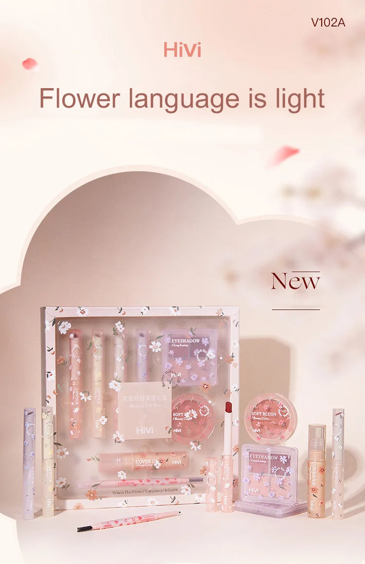 Ensemble de beauté 8 pièces avec rouge à lèvres, correcteur, fard à paupières, sourcils et fard à joues