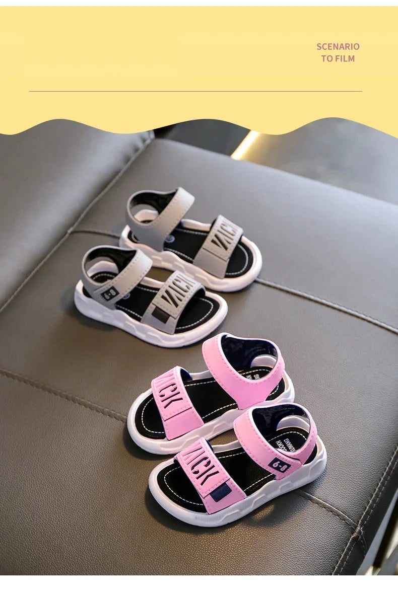 Sandales pour enfants étudiants chaussures antidérapantes simples généreux garçons filles sandales porter et hors facile fond souple enfants chaussures décontractées