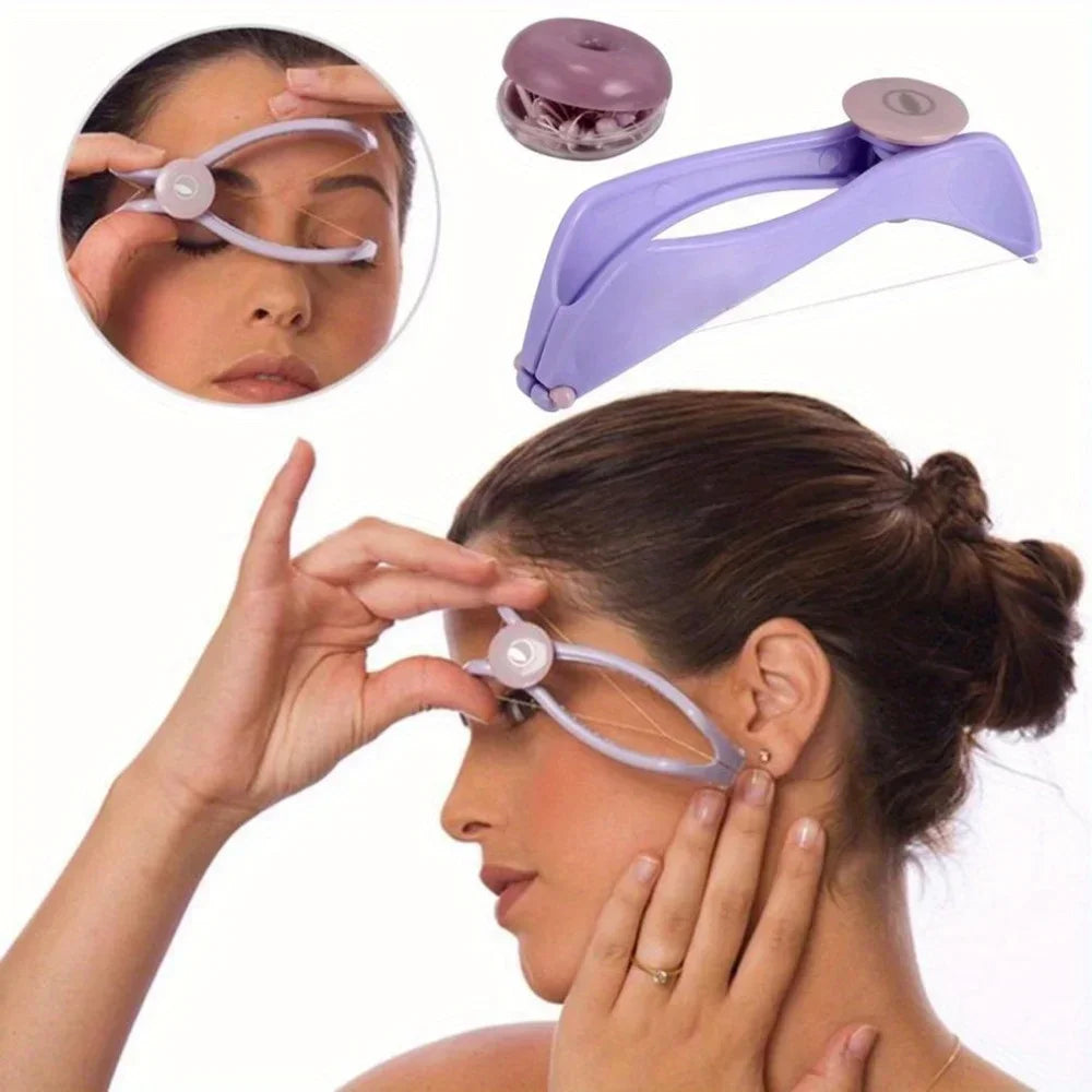 Portable purple facial hair remover with facial thread for beauty purposes