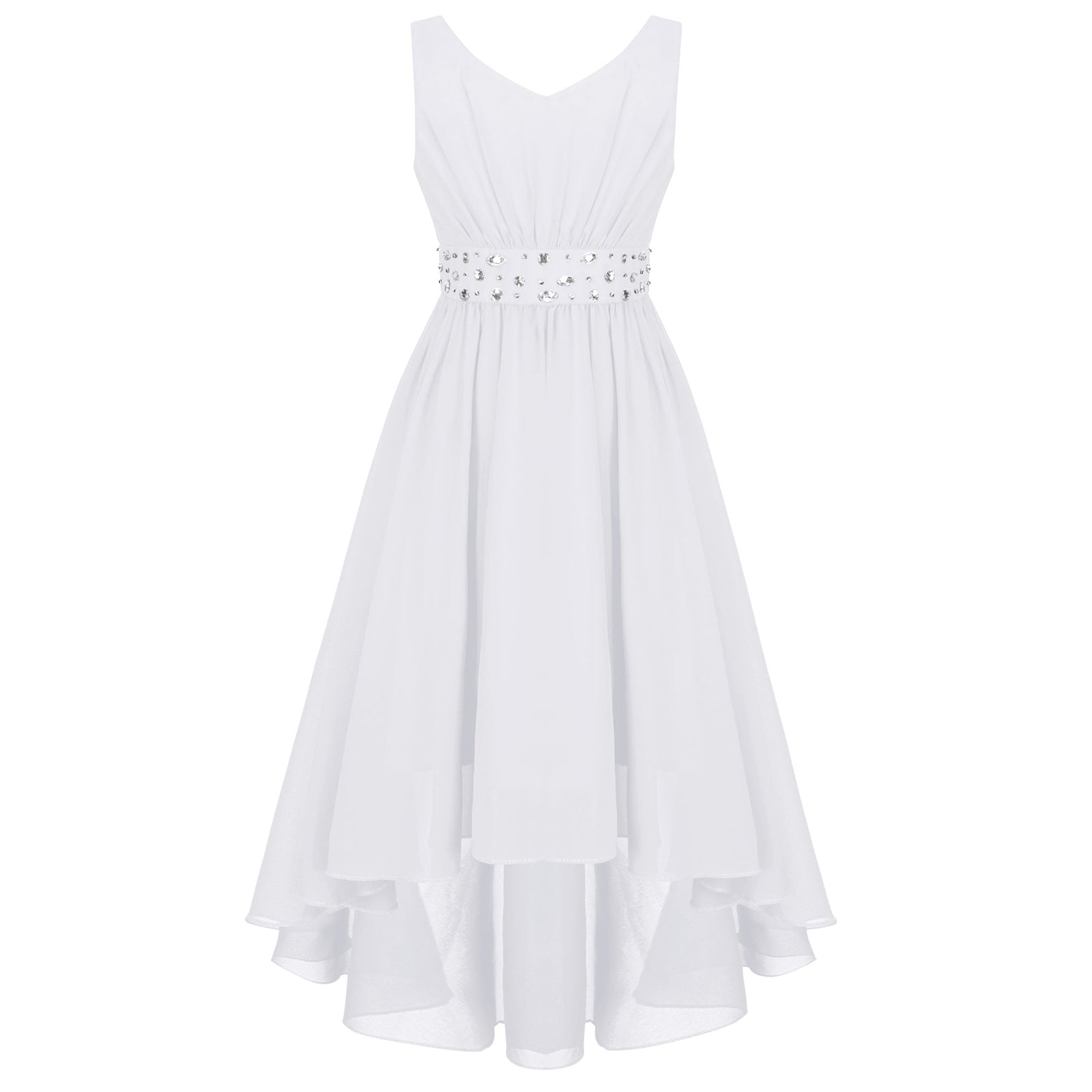 Robe perlée pour filles, élégante, brillante, rose, pour adolescentes, pour cérémonie de première Communion, ourlet Hi-Lo, fleur de demoiselle d'honneur