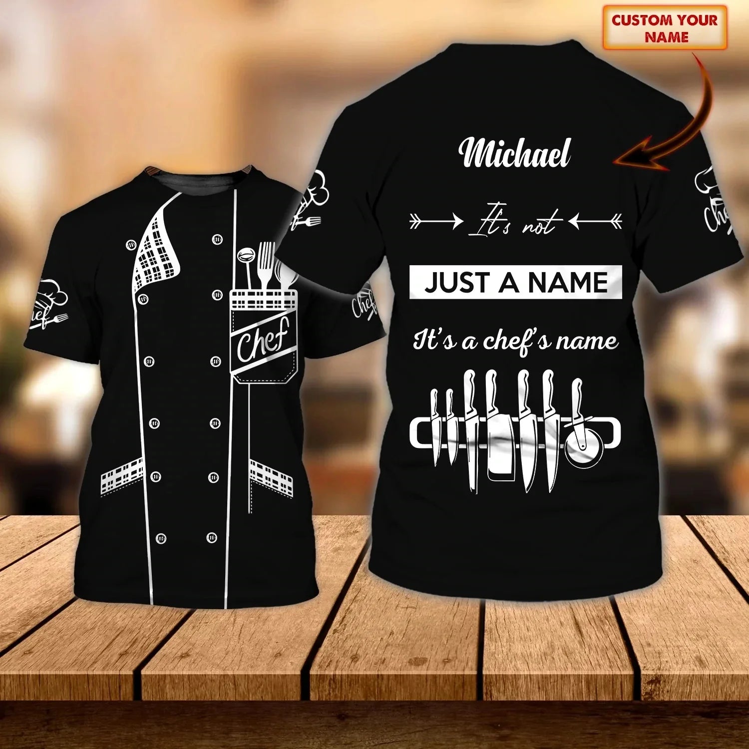 Uniforme de travail de chef pour hommes, T-shirt avec nom personnalisé, impression 3D, décontracté, 2023, séchage rapide et respirant, grande taille