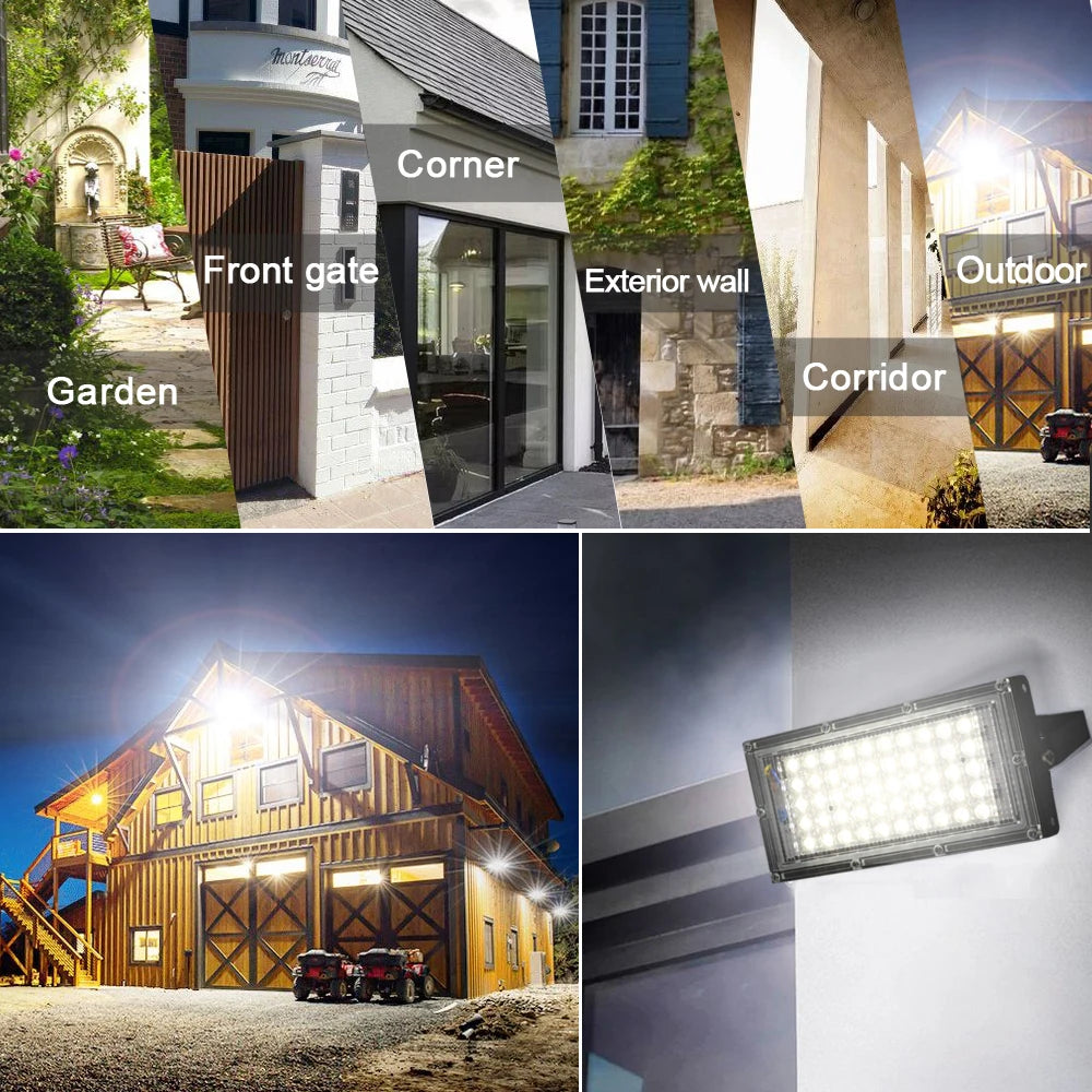 Éclairage LED étanche AC 220V IP65 projecteur extérieur projecteur 50W 100W 150W LED réflecteur lampadaire éclairage paysager