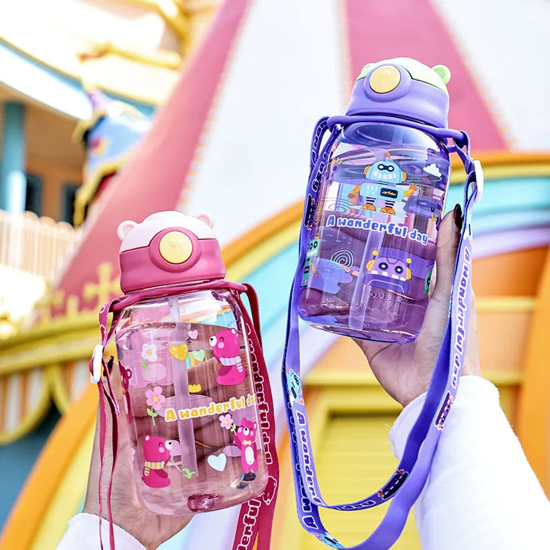 1PC enfants eau Sippy tasse enfants bouteille d'eau avec paille et poignée Portable bouteille à boire tasse enfants