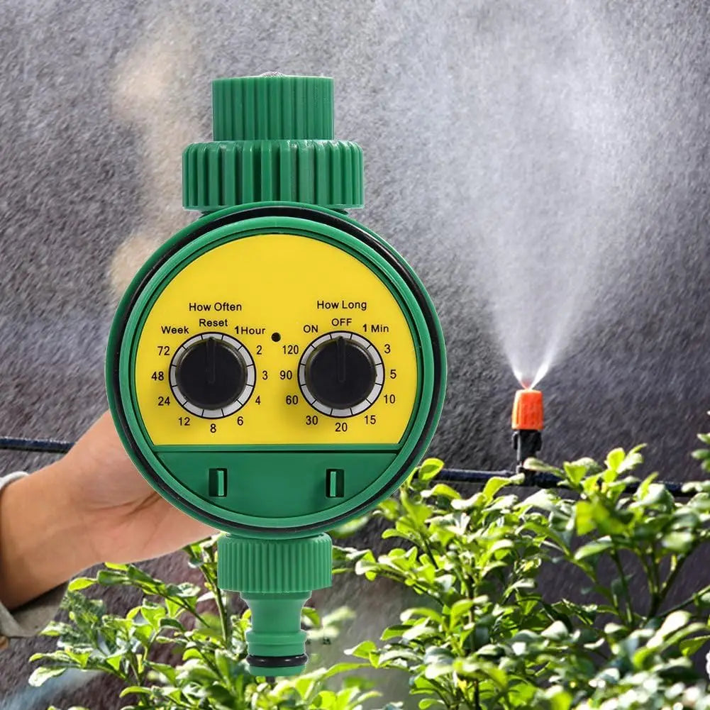 Automatic electronic outdoor sprinkler hose, green plastic, garden, clay, timer