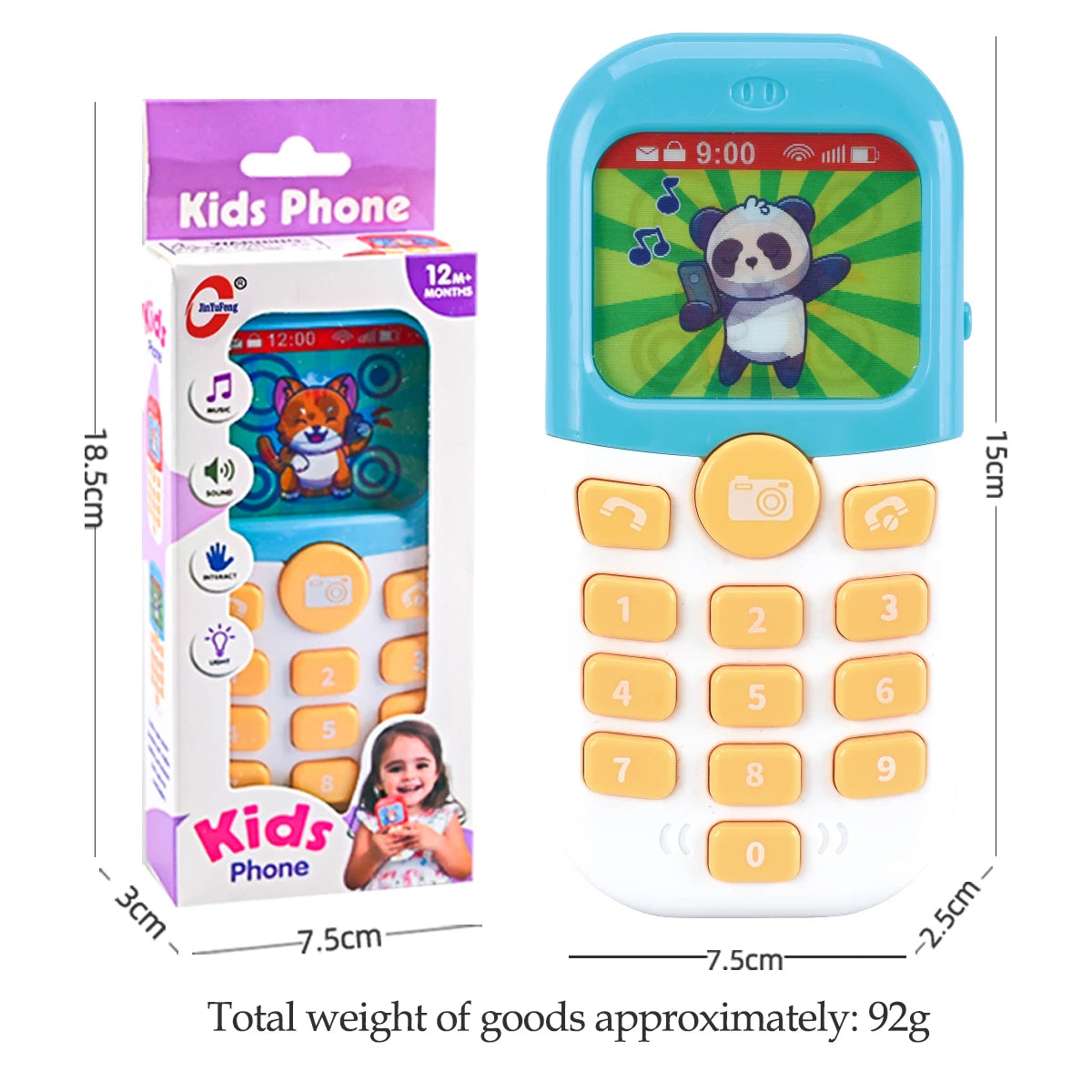 Smartphone toys, baby phone with music and light-up sounds, simulated interaction, makes phone calls, children's gifts, battery not included