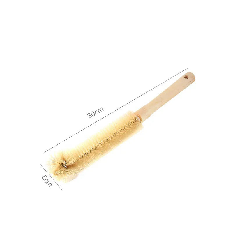 Nettoyeur de brosse de bouteille avec Long manche en bois, brosse de nettoyage de bouteille d'eau, poils naturels, brosse de bouteille de gommage de cuisine pour pichet de tasse