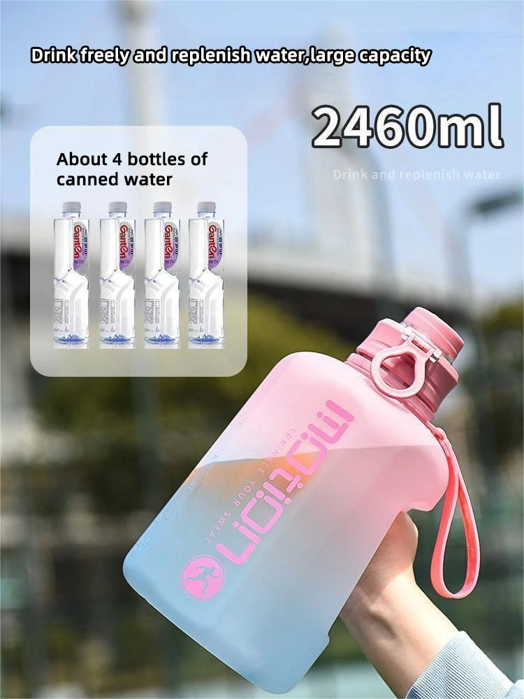 Bouteille d'eau de sport de grande capacité fecL, bouilloire de fitness en plein air, tasse d'eau en plastique nickel é, grand baril à souder portable pour étudiants
