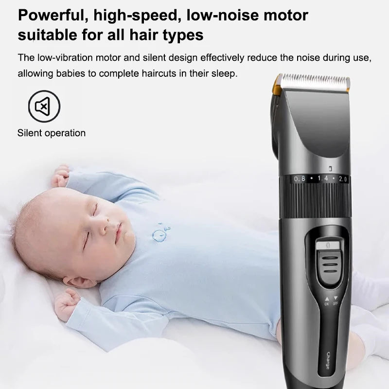 Professional electric hair clipper for men, ceramic blade, low noise home trimmer, USB charger, men's hair cutting tools