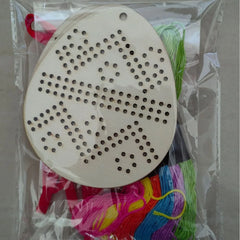 DIY embroidery kit, Easter egg embroidery craft set, children's wooden craft, children's sewing project for Easter decorations