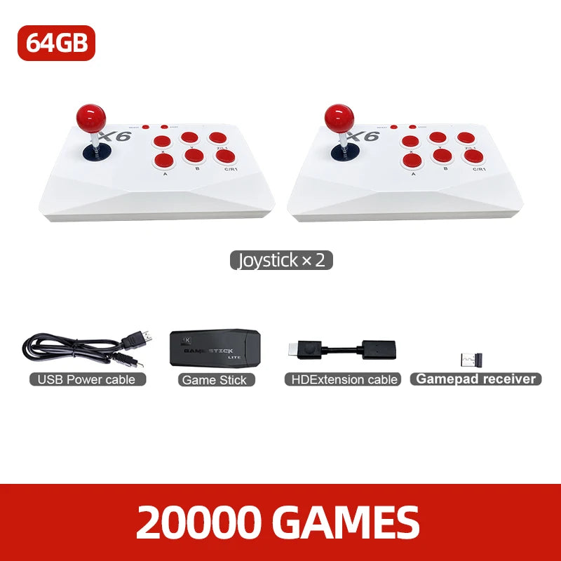4K HD Arcade Video Game Console, Retro Gaming Stick for MAME FBA PS1 Arcade Emulator with Dual Joysticks