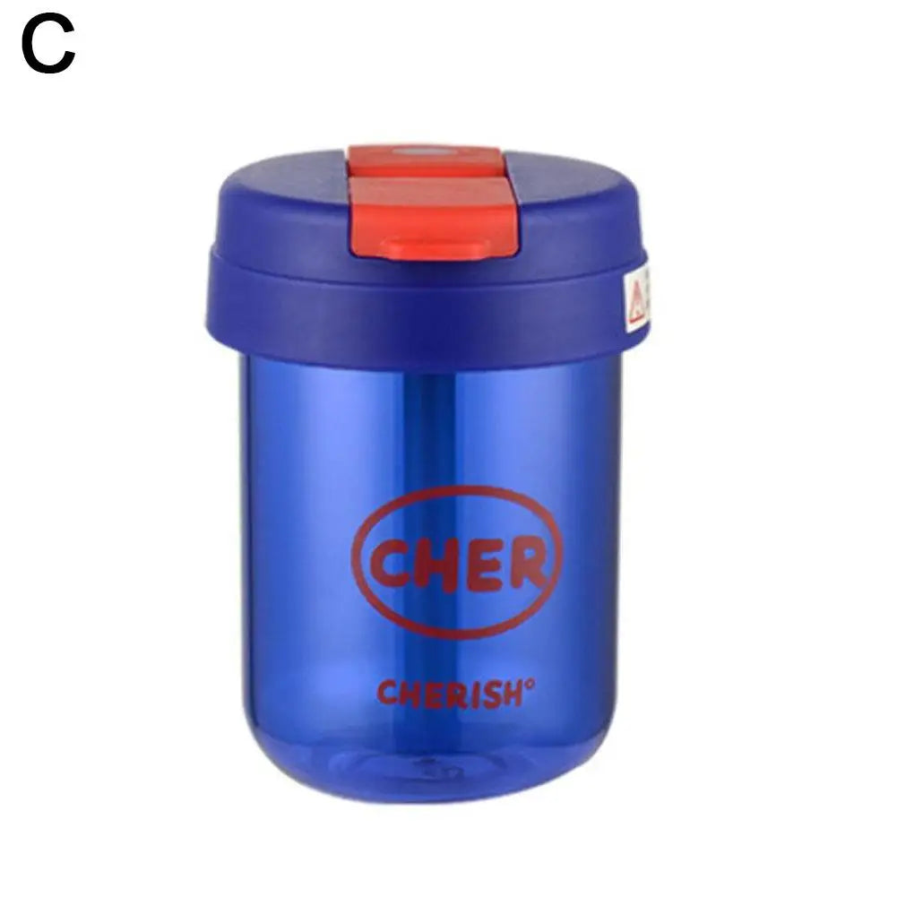 Mini Bouteille d'Eau avec Paille Anti-Chute pour Enfant Fille, 300ml, Mignon, Portable, pour dehors en Plein Air, Lait, Café, Frite, Thé
