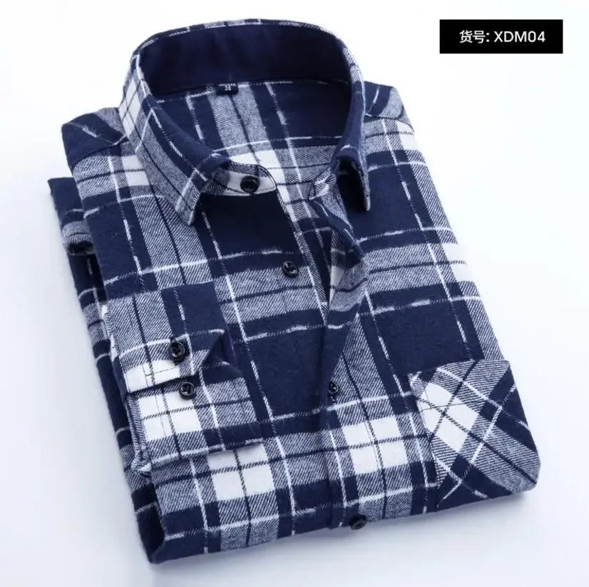 Chemise décontractée en coton à carreaux pour hommes, chemise habillée en glouton, manches longues, coupe couvertes, mode printemps et automne, 2025