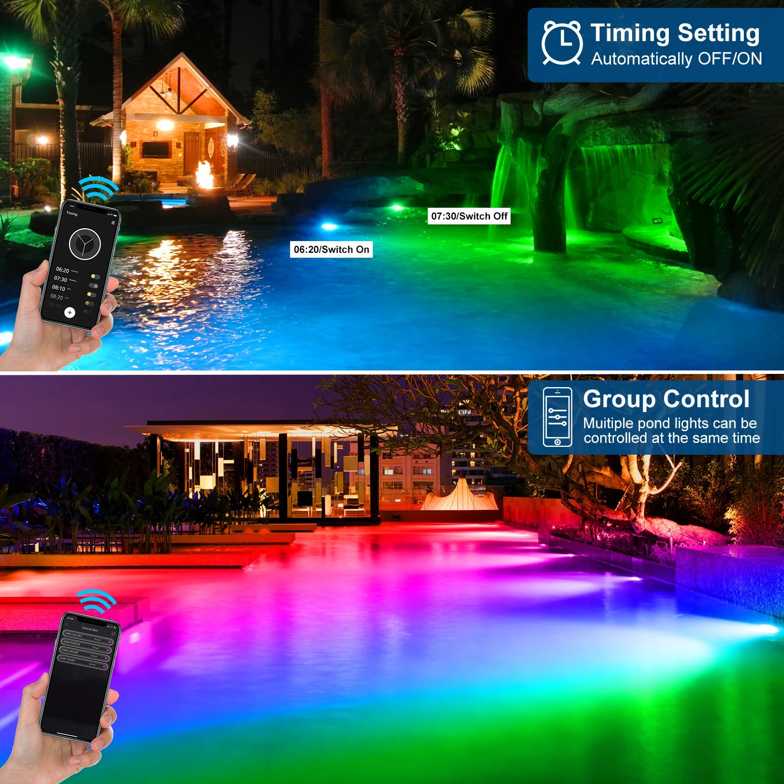 2/3/8/10 LED lumières étanche IP68 fontaine sous-marine étang Spot lumière paysage projecteur pour jardin APP télécommande