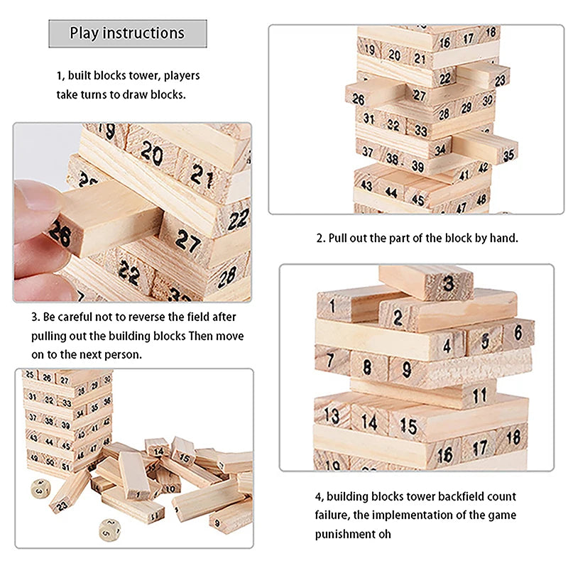 Jeu de société coule parent-enfant, puzzle en bois massif, tour à empiler haute, nuits de dessin pour enfants