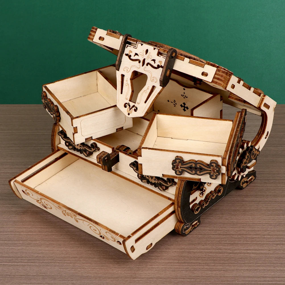 Boîte de rangement vintage en bois sculpté pour femme, puzzle 3D, boîte à bijoux classique, exquis, cadeau d'anniversaire, cadeau de Noël