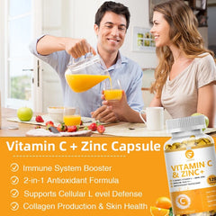 Vitamine C 1000 mg avec zinc 20 mg 120 gélules Supplément de diétérie vitamine |   Vegan sans OGM et sans gluten