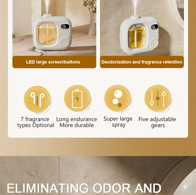 Aromatherapy diffuser, automatic fragrance sprayer for home, bedroom, and bathroom. Air freshener spray.