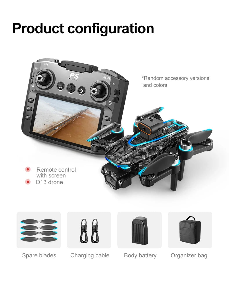 Nouveau Drone D13 4K professionnel trois caméras HD avec grand écran 5G WIFI FPV Dron flux optique sans brosse vol stationnaire pliable quadrirotor