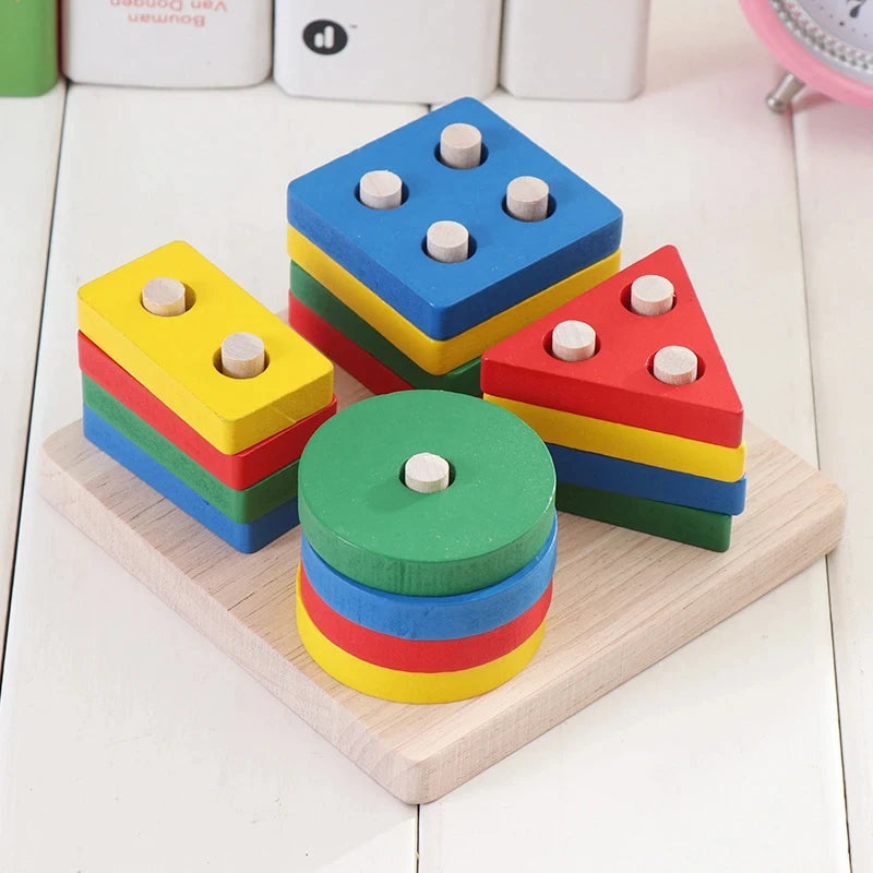 Puzzle Montessori pour enfants de 1 à 3 ans jouets en bois blocs de construction apprentissage document forme match