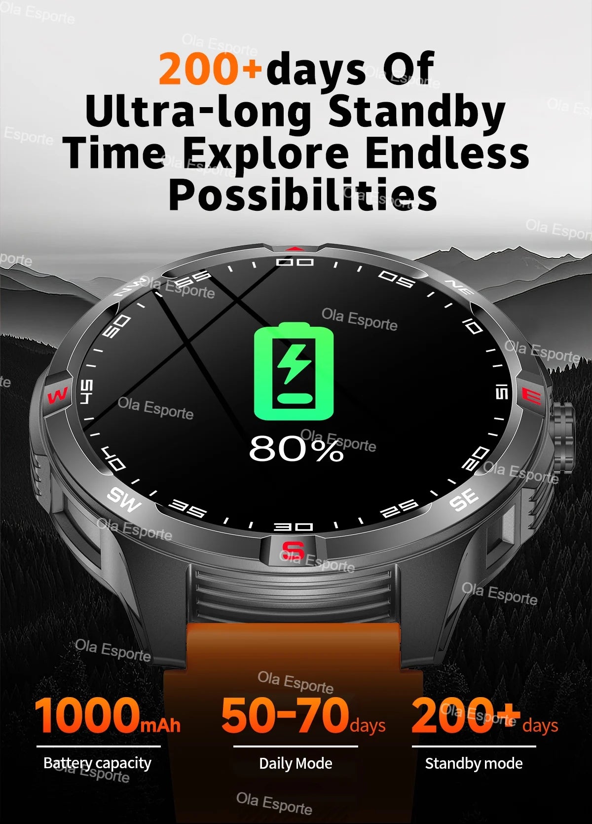 Montre intelligente 2025 boussole étanche surveillance de la santé et du sommeil grande capacité de batterie plus de 100 Modes de Sport hommes femmes Smartwatch en plein air