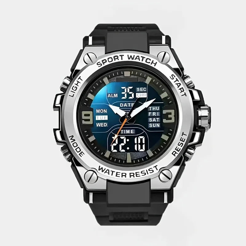 [Montre chronographe numérique pour hommes] montre chronographe multi-sport montre à quartz numérique pour hommes avec alarme Date lumineuse le Gi idéal