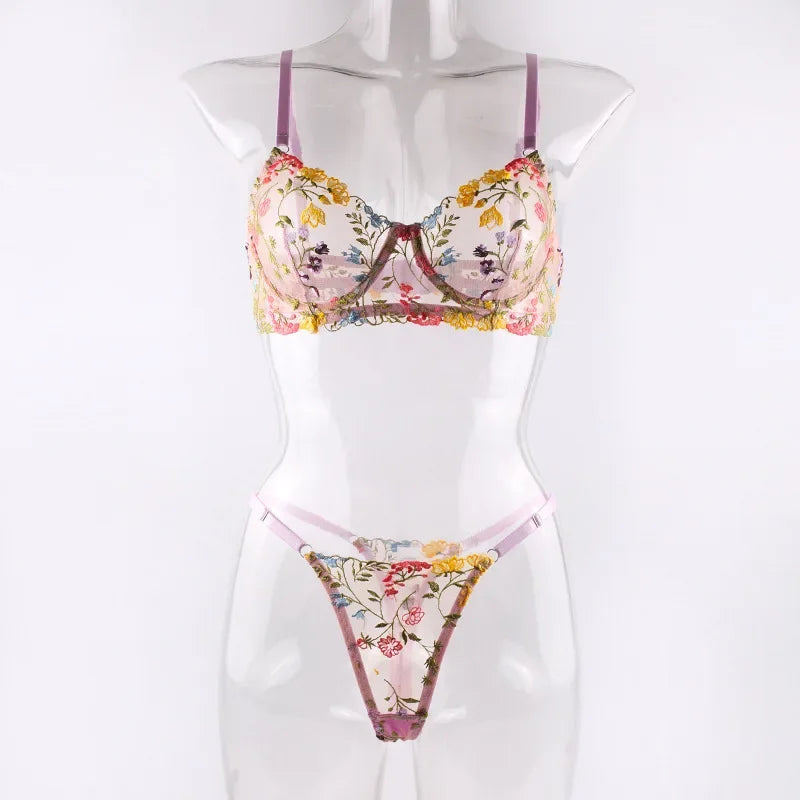 Ensemble de Lingerie érotique pour femmes, sous-vêtements féminins, Perspective Porno, vêtements de nuit en dentelle, ensemble de soutien-gorge Sexy pour culottes sexuelles