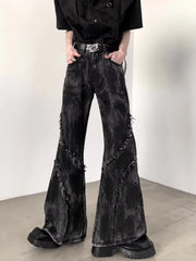 Jean Délavé Noir pour Homme, Streetwear, Baggy, Empilé, Évasé, Vintage, Années 90, 2025