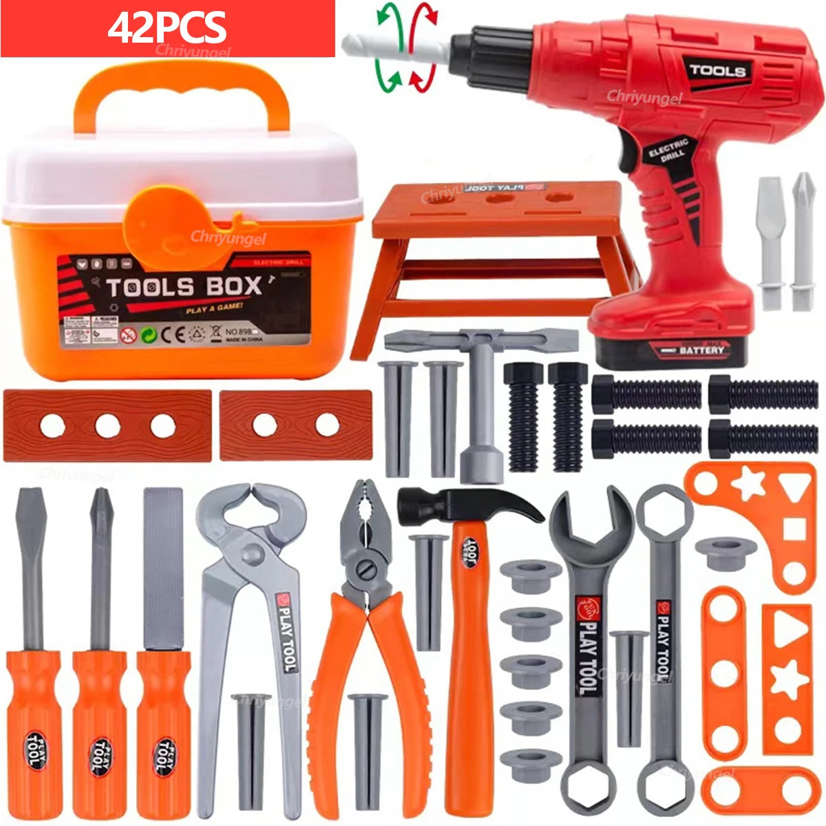 Ensemble d'outils pour enfants, jouets 38/41/42 pièces, Kit d'outils de Construction de réparation pour tout-petits, jouets éducatifs d'apprentissage, cadeau pour garçons et filles