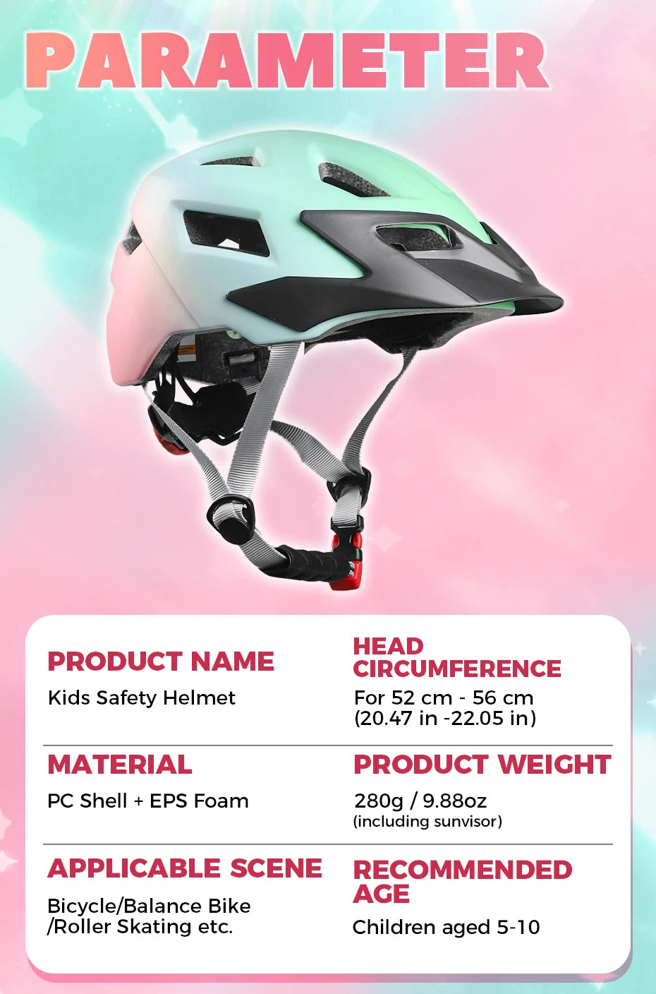 Casque Enfants Vélo Sécurité Cyclisme Garçons Filles Sports de plein air Casquette de protection VTT Draisienne Rollers Casques