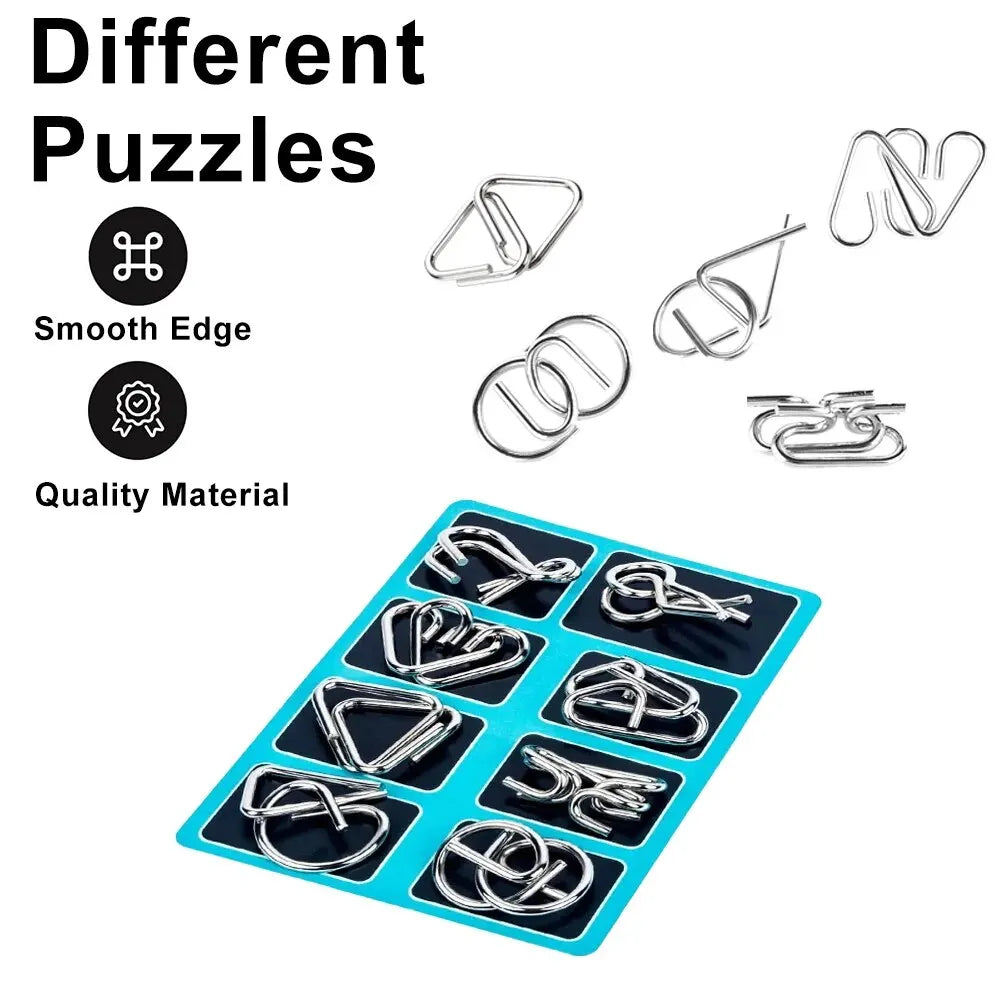 8 Pcs Baguenaudier Série Métal Jouets Éducatifs Intelligence Boucle Ensembles Déverrouiller Décompression Enfants Jouets