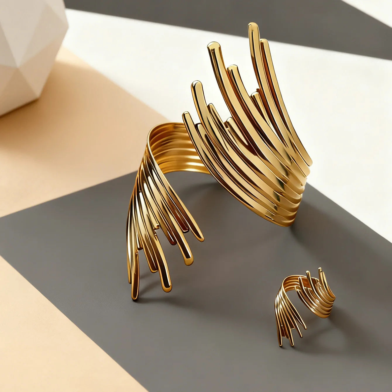 Ensemble de bracelets à main creux à torsades géométriques exagérées, style punk hip-hop, bijoux personnalisés en alliage de forme ronde