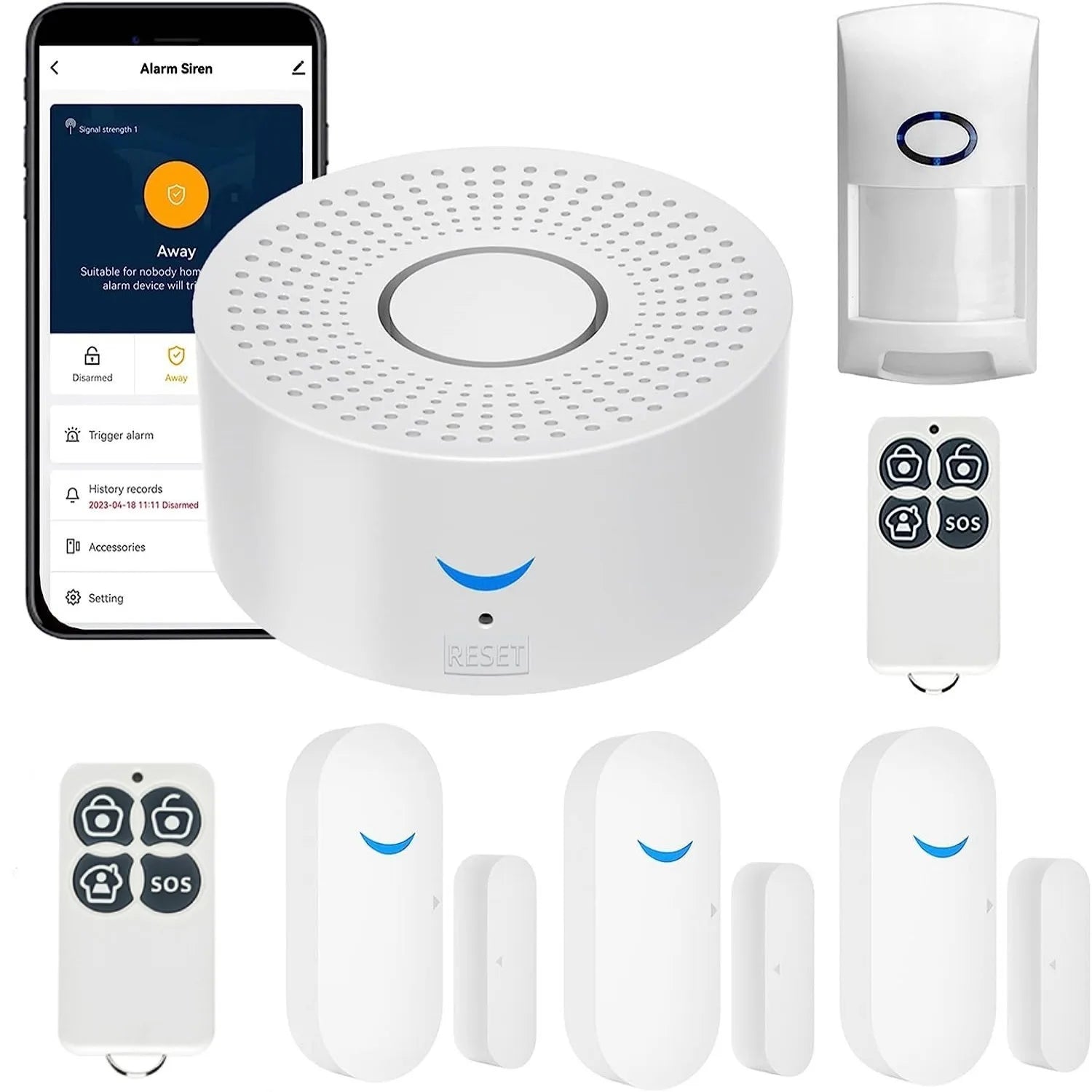 Système d'alarme de sécurité sans fil avec capteur de mouvement, sirène anti-cambriolage, Wi-Fi, maison intelligente, tournesol, application Smart Life