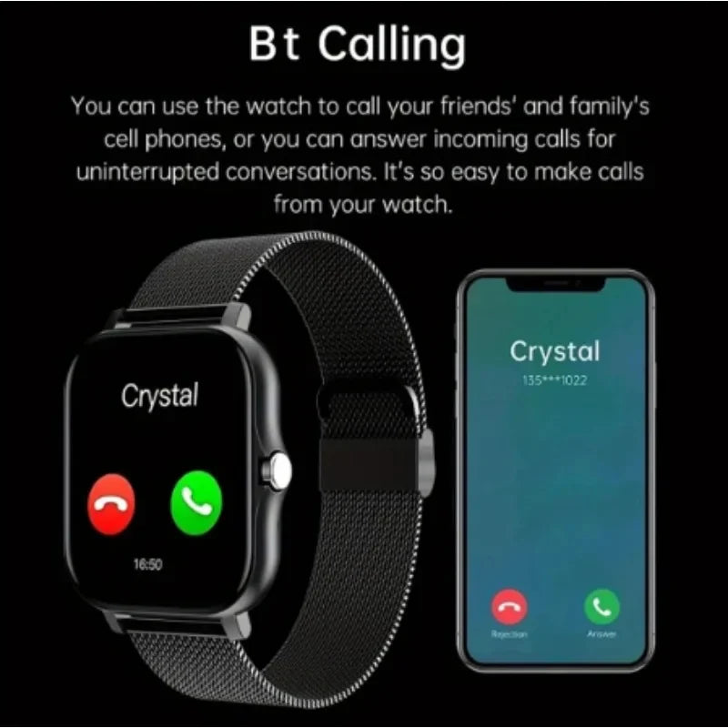 Montre intelligente pour téléphone android. Écran couleur 1,44 pouces, entièrement tactile, appel Bluetooth, montre intelligente, charge magnétique