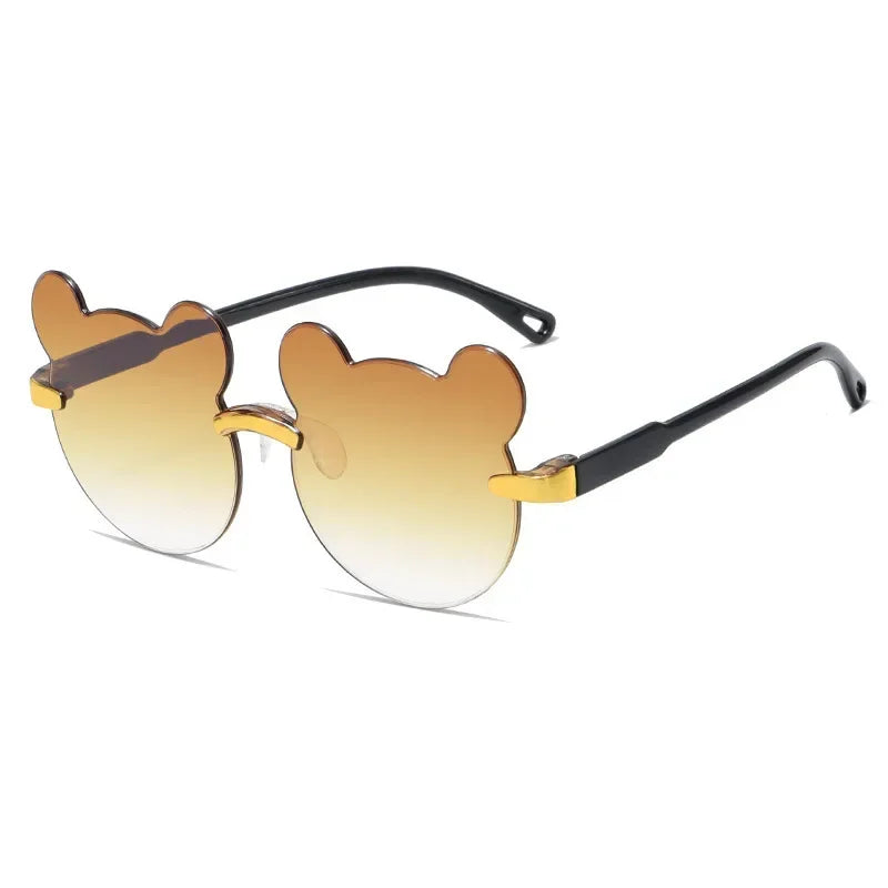 Lunettes de soleil pour enfants en forme d'ours lunettes pour enfants dessin animé sans monture UV400 lunettes pour enfants en plein air Anti-éblouissement filles garçons lunettes de soleil