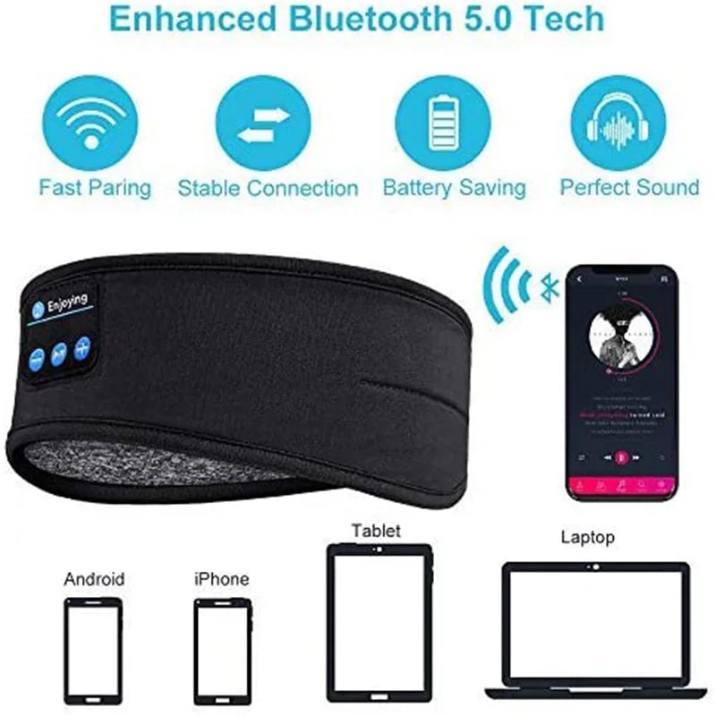 Haut-parleur Bluetooth sans fil, foulard, musique sans fil, casque de sommeil, bandeau de sport, masque oculaire de sommeil intégré, casque de voyage