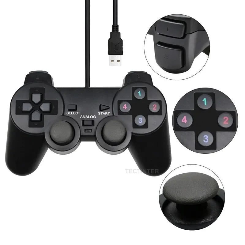 Contrôleur de jeu filaire 1/2 pièces manette de jeu USB pour PC Windows ordinateur portable Joystic Joypad pour WinXP/Win7/8/10 manette de jeu noire