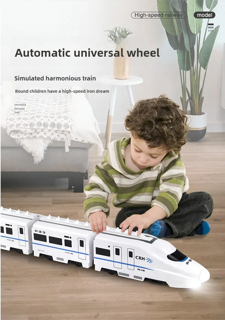 Train ferroviaire à grande vitesse pour enfants, jouet de voiture électrique, modèle de lumière sonore, jouets éducatifs pour garçons et filles, cadeau