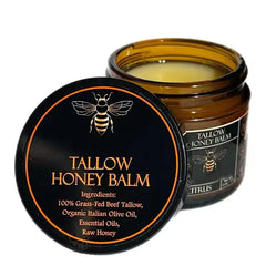 Baume Tallow de boeuf alimenté en herbe biologique, crème hydratante au miel cru pour une peau douce et lisse, hydratant entièrement naturel fait à la main