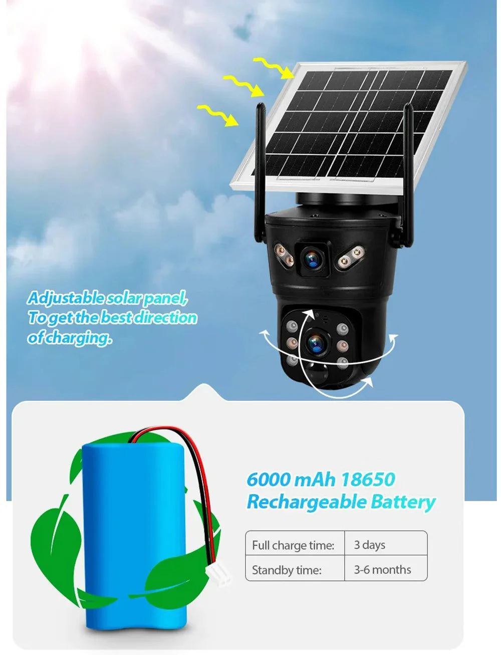 4G Camera Solar V380 Dual LensPIR Human Detection Night Vision Waterproof Security Video IP Camara 8MP 4K Battery CCTV Monitor