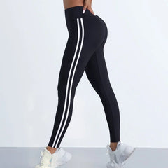 Leggings de Yoga pour femmes, pantalons de sport Slim rayés, taille haute, levage des hanches, collants décontractés, entraînement, course à pied, extensibles