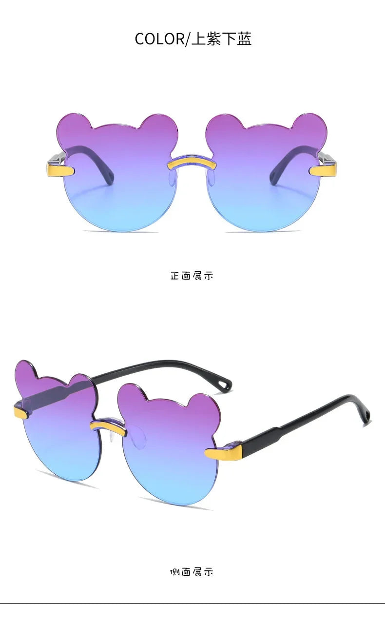 Lunettes de soleil pour enfants en forme d'ours lunettes pour enfants dessin animé sans monture UV400 lunettes pour enfants en plein air Anti-éblouissement filles garçons lunettes de soleil